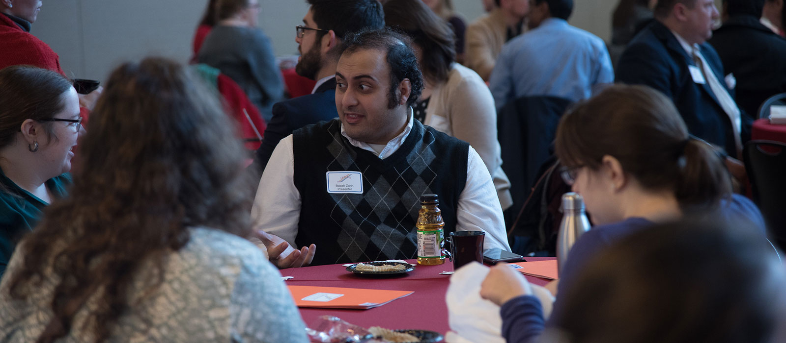 Students at a conference